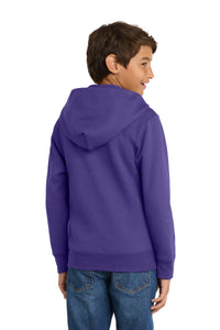 Port & Co Youth Core Fleece Full-Zip Hooded Sweatshirt - Purple Back