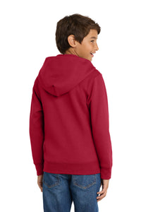 Port & Co Youth Core Fleece Full-Zip Hooded Sweatshirt - Red Back