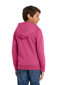 Port & Co Youth Core Fleece Full-Zip Hooded Sweatshirt - Sangria Back