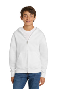 Port & Co Youth Core Fleece Full-Zip Hooded Sweatshirt - White