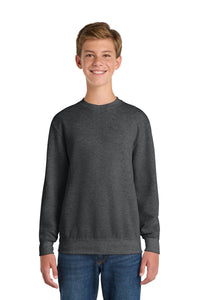 Port & Co Youth Core Fleece Crewneck Sweatshirt - Dark Heather Grey