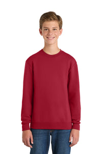 Port & Co Youth Core Fleece Crewneck Sweatshirt - Red