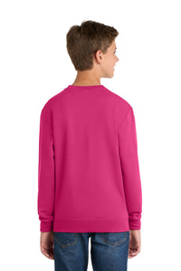 Port & Co Youth Core Fleece Crewneck Sweatshirt - Sangria Back