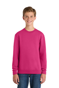 Port & Co Youth Core Fleece Crewneck Sweatshirt - Sangria