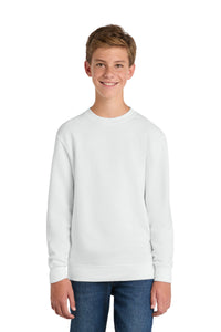 Port & Co Youth Core Fleece Crewneck Sweatshirt - White