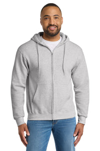 Port & Co Tall Essential Fleece Full-Zip Hooded Sweatshirt - Ash