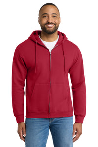 Port & Co Tall Essential Fleece Full-Zip Hooded Sweatshirt - Red