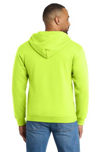 Port & Co Tall Essential Fleece Full-Zip Hooded Sweatshirt - Safety Green Back