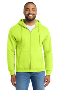 Port & Co Tall Essential Fleece Full-Zip Hooded Sweatshirt - Safety Green
