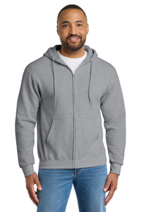 Port & Co Essential Fleece Full-Zip Hooded Sweatshirt - Athletic Heather