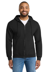 Port & Co Essential Fleece Full-Zip Hooded Sweatshirt - Jet Black