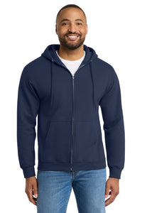 Port & Co Essential Fleece Full-Zip Hooded Sweatshirt - Navy