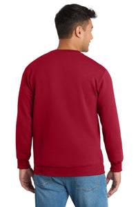 Port & Co Essential Fleece Crewneck Sweatshirt - Red Back