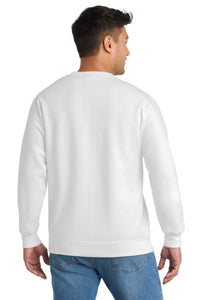 Port & Co Essential Fleece Crewneck Sweatshirt - White Back