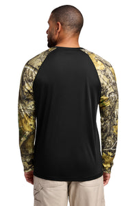 Russell Outdoors Realtree Colorblock Performance Long Sleeve Tee RU151LS - Black/ Realtree Edge Back
