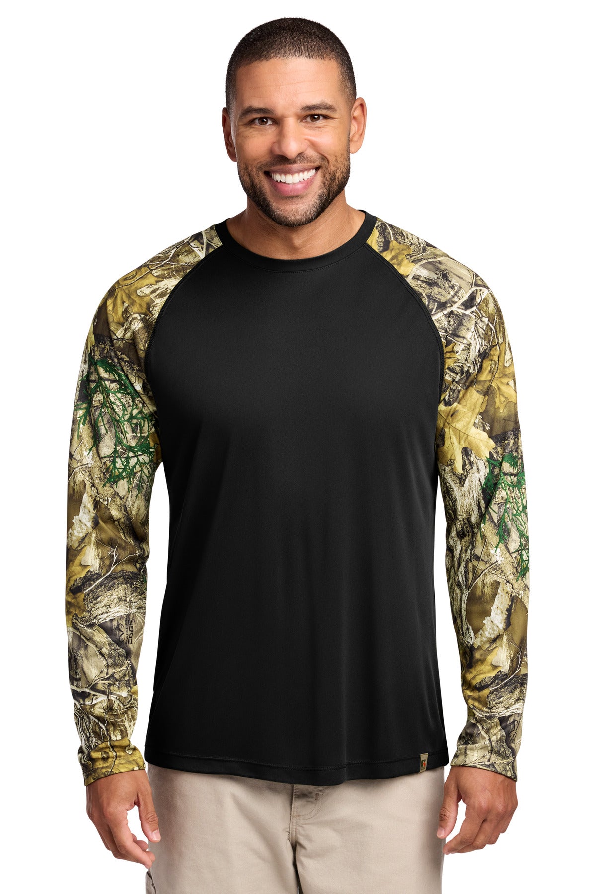 Russell Outdoors Realtree Colorblock Performance Long Sleeve Tee RU151LS - Black/ Realtree Edge