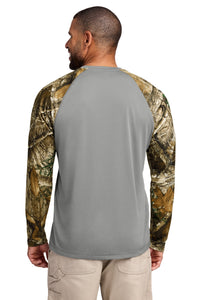 Russell Outdoors Realtree Colorblock Performance Long Sleeve Tee RU151LS - Grey Concrete Heather/ Realtree Edge Back