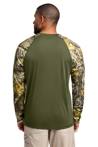 Russell Outdoors Realtree Colorblock Performance Long Sleeve Tee RU151LS - Olive Drab Green/ Realtree Edge Back