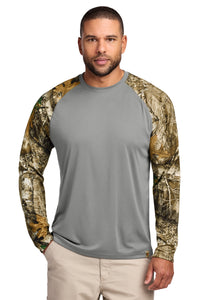 Russell Outdoors Realtree Colorblock Performance Long Sleeve Tee RU151LS - Grey Concrete Heather/ Realtree Edge