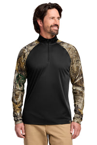 Russell Outdoors Realtree Colorblock Performance 1/4-Zip RU152 - Black/ Realtree Edge