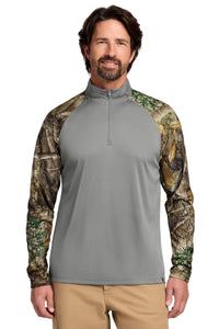 Russell Outdoors Realtree Colorblock Performance 1/4-Zip RU152 - Grey Concrete Heather/ Realtree Edge