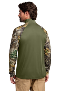 Russell Outdoors Realtree Colorblock Performance 1/4-Zip RU152 - Olive Drab Green/ Realtree Edge Back