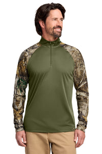 Russell Outdoors Realtree Colorblock Performance 1/4-Zip RU152 - Olive Drab Green/ Realtree Edge
