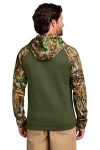 Russell Outdoors Realtree Performance Colorblock Pullover Hoodie RU451 - Olive Drab Green/ Realtree Edge Back