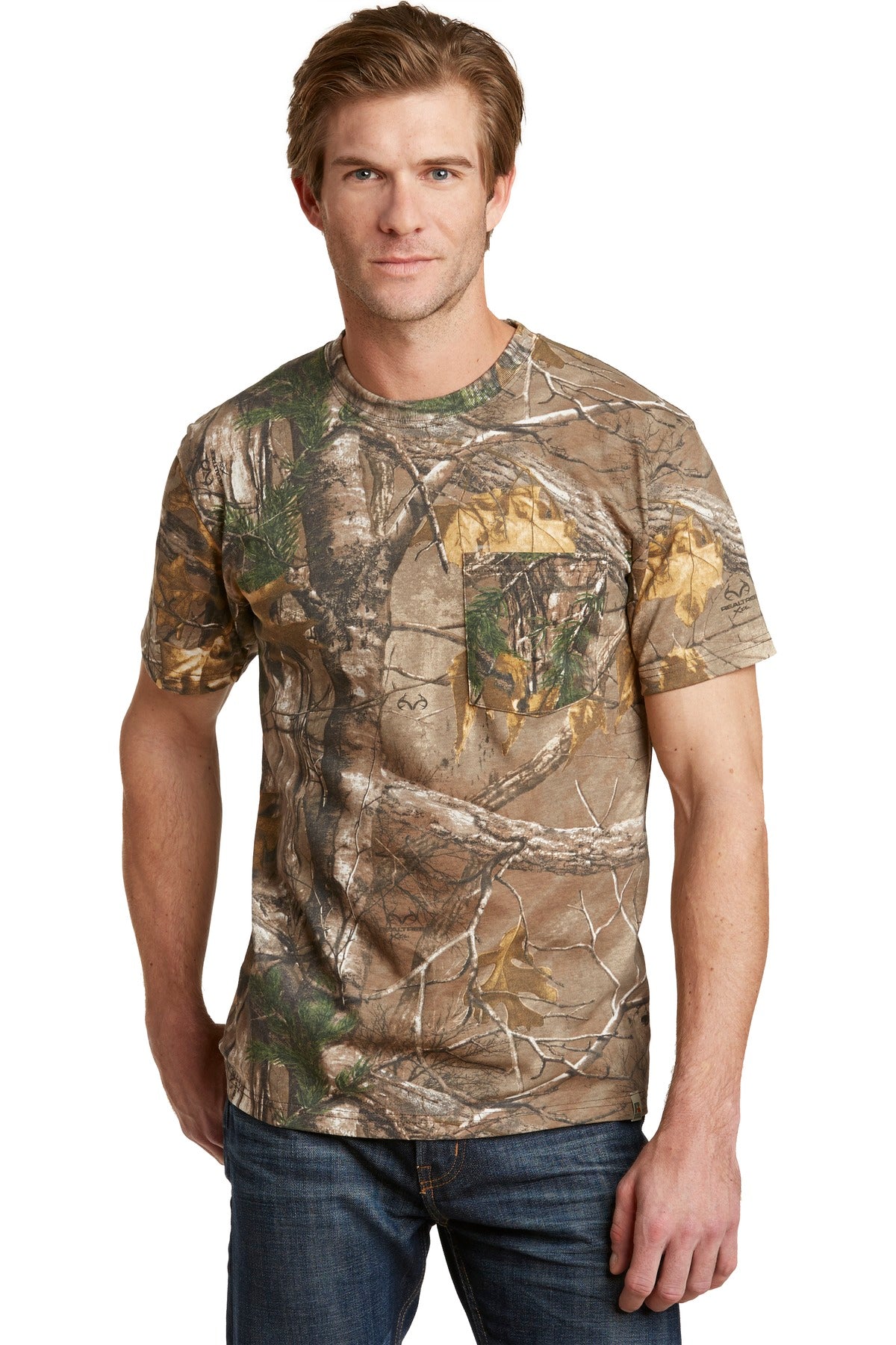 Russell Outdoors - Realtree Explorer 100% Cotton T-Shirt with Pocket - Realtree Xtra