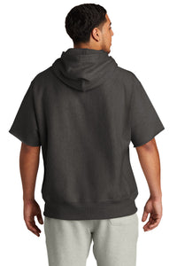 Champion   Reverse Weave   Short Sleeve Hooded Sweatshirt S101SS - Charcoal Heather Back