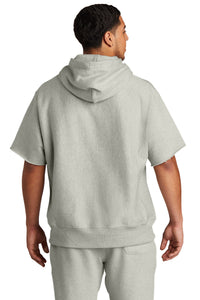 Champion   Reverse Weave   Short Sleeve Hooded Sweatshirt S101SS - Oxford Grey Back