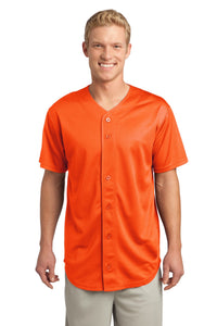 Sport-Tek PosiCharge Tough Mesh Full-Button Jersey - Deep Orange