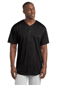 Sport-Tek PosiCharge Tough Mesh Full-Button Jersey - Black