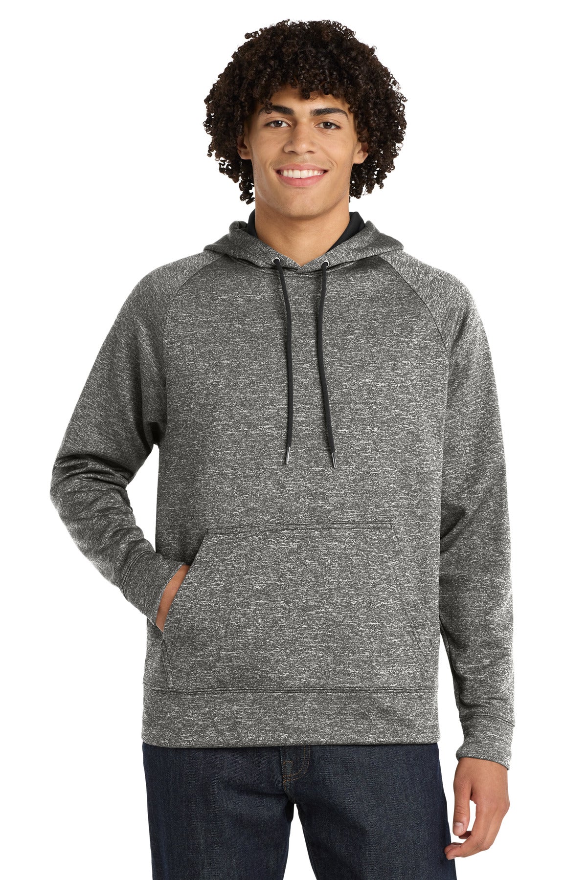 Sport-Tek PosiCharge Electric Heather Fleece Hooded Pullover - Black Electric