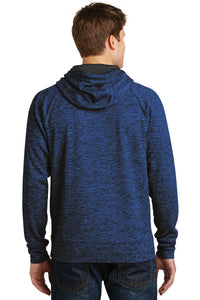 Sport-Tek PosiCharge Electric Heather Fleece Hooded Pullover - Dark Royal-Black Electric Back