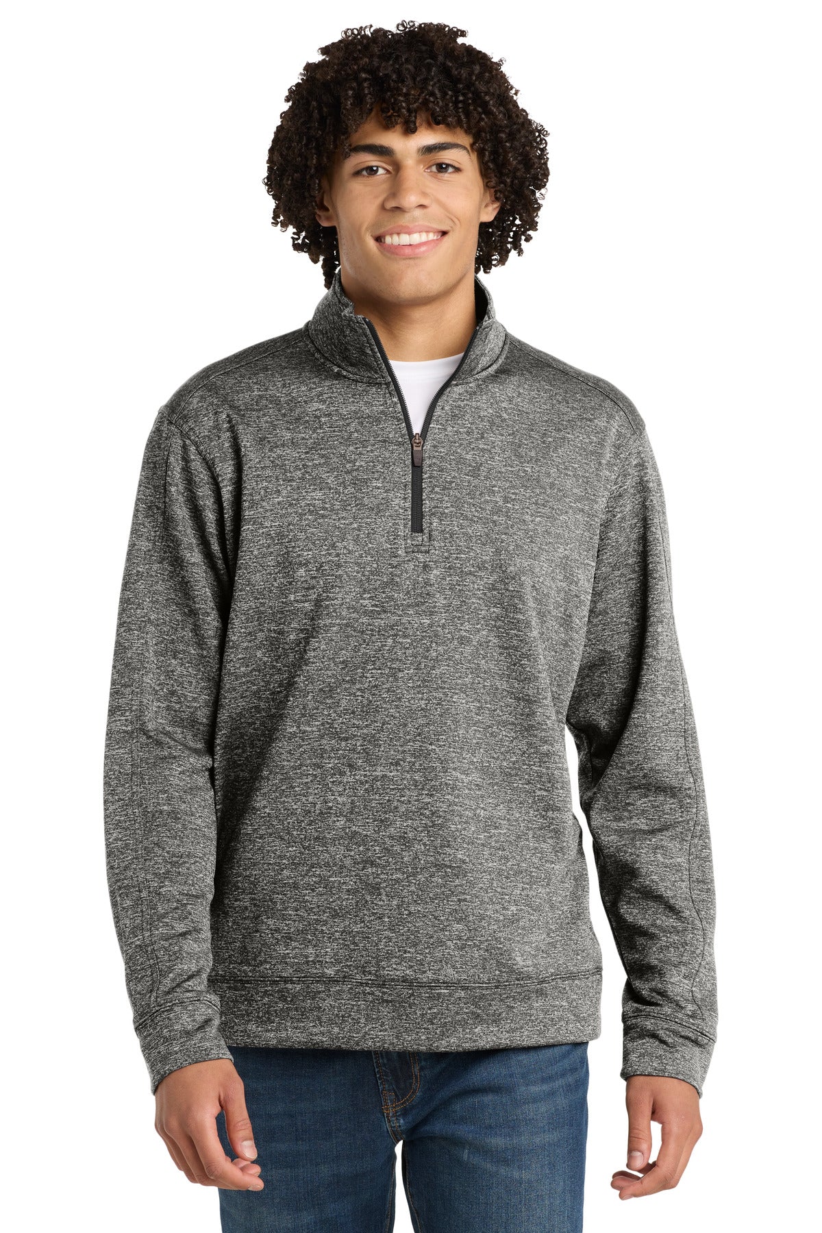 Sport-Tek PosiCharge Electric Heather Fleece 1/4-Zip Pullover - Black Electric