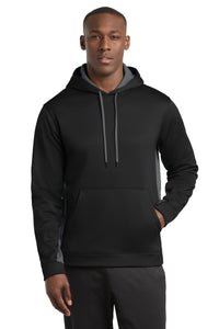 Sport-Tek Sport-Wick Fleece Colorblock Hooded Pullover - Black/ Dark Smoke Grey