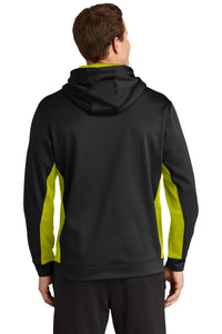 Sport-Tek Sport-Wick Fleece Colorblock Hooded Pullover - Black/ Safety Yellow Back