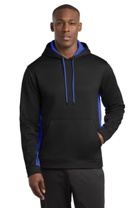 Sport-Tek Sport-Wick Fleece Colorblock Hooded Pullover - Black/ True Royal