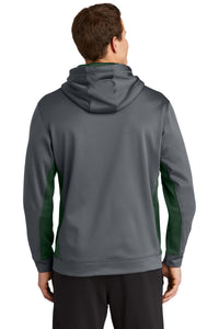 Sport-Tek Sport-Wick Fleece Colorblock Hooded Pullover - Dark Smoke Grey/ Forest Green Back