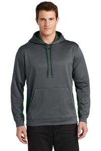 Sport-Tek Sport-Wick Fleece Colorblock Hooded Pullover - Dark Smoke Grey/ Forest Green
