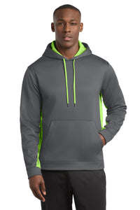 Sport-Tek Sport-Wick Fleece Colorblock Hooded Pullover - Dark Smoke Grey/ Lime Shock