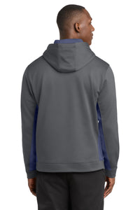 Sport-Tek Sport-Wick Fleece Colorblock Hooded Pullover - Dark Smoke Grey/ Navy Back