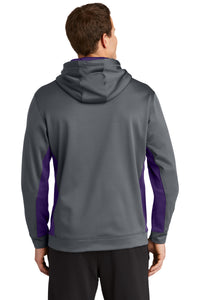 Sport-Tek Sport-Wick Fleece Colorblock Hooded Pullover - Dark Smoke Grey/ Purple Back