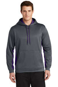 Sport-Tek Sport-Wick Fleece Colorblock Hooded Pullover - Dark Smoke Grey/ Purple