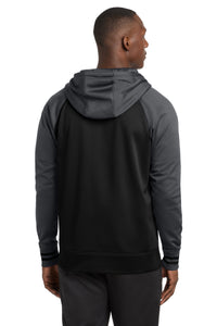 Sport-Tek Sport-Wick Varsity Fleece Full-Zip Hooded Jacket - Black/ Dark Smoke Grey Back