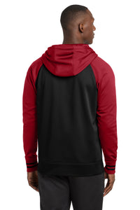 Sport-Tek Sport-Wick Varsity Fleece Full-Zip Hooded Jacket - Black/ Deep Red Back