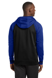 Sport-Tek Sport-Wick Varsity Fleece Full-Zip Hooded Jacket - Black/ True Royal Back