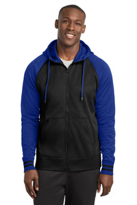 Sport-Tek Sport-Wick Varsity Fleece Full-Zip Hooded Jacket - Black/ True Royal