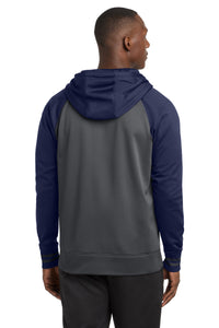 Sport-Tek Sport-Wick Varsity Fleece Full-Zip Hooded Jacket - Dark Smoke Grey/ Navy Back